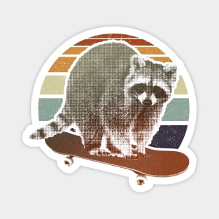 Raccoon on a skateboard retro Magnet