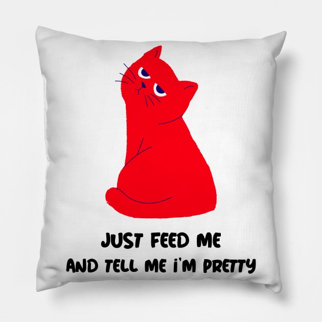 just feed me- pissed cat Pillow by maggzstyle