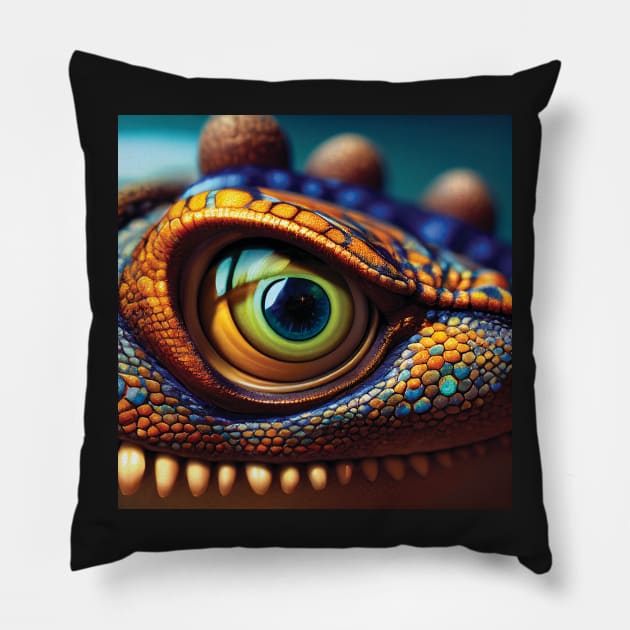 Lizard Eye Art Pillow by Geminiartstudio
