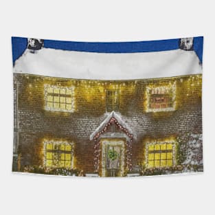 Yule Tide Cottage Tapestry