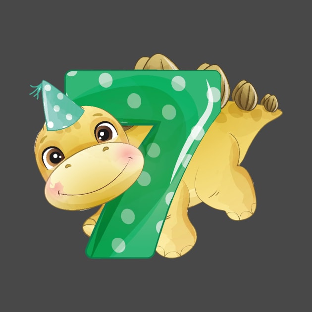 7th Birthday Cute Little Dinosaur by My_Store