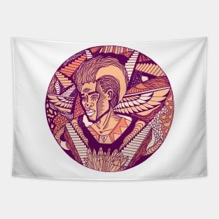 Peach Wise Afro King Tapestry