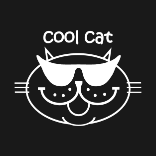 Cool Cat 2 - White Outline T-Shirt