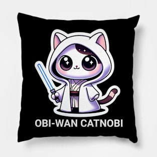 Obi-Wan Catnobi Funny Star Wars Cat Pun May the Fourth be with You Pillow