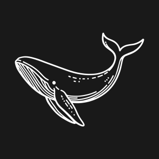 Whale Line Art (White Line Version) T-Shirt