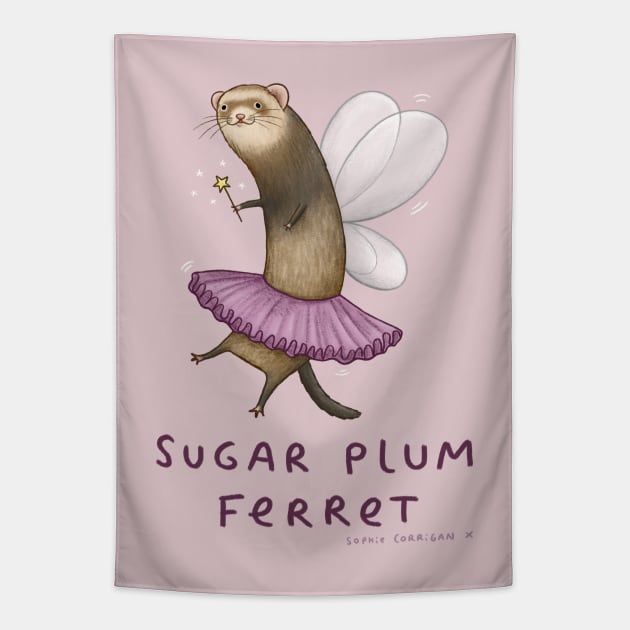 Sugar Plum Ferret Tapestry by Sophie Corrigan