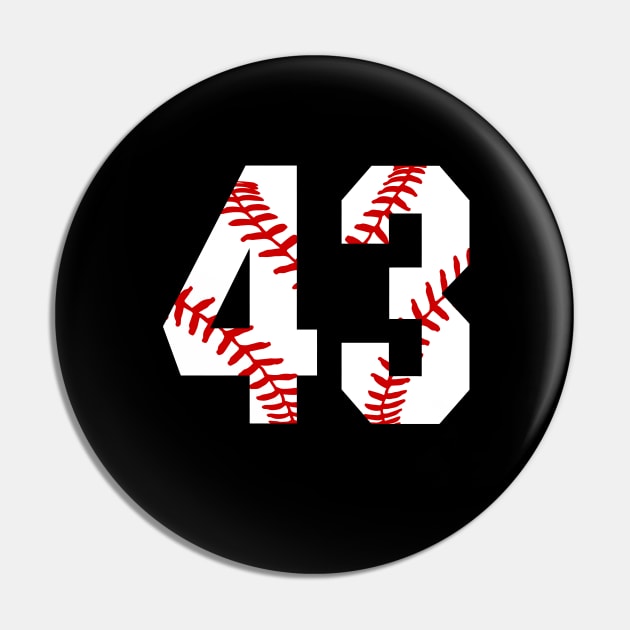 Baseball Number 43 #43 Baseball Shirt Jersey Favorite Player Biggest Fan Pin by TeeCreations