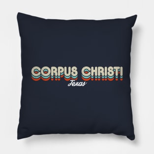 Retro Corpus Christi Texas Blue Pillow