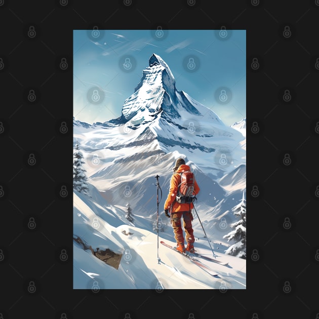 Matterhorn, Zermatt, Switzerland, Ski Poster by BokeeLee