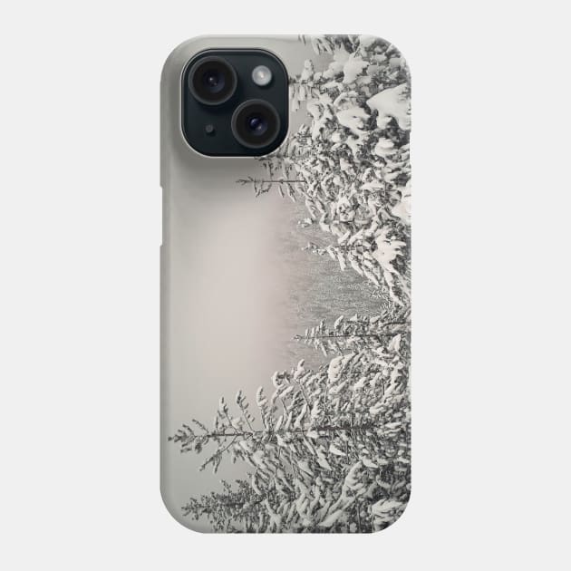 foggy fir forest Phone Case by psychoshadow