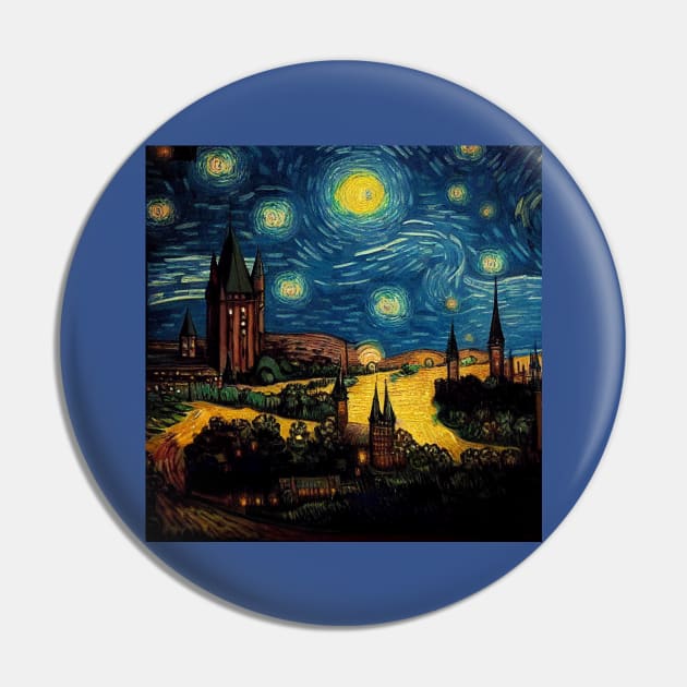 Starry Night Wizarding School Van Gogh Pin by Grassroots Green