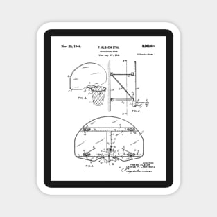 Basketball Net Patent - Basketball Fan Coach Player Art - White Magnet