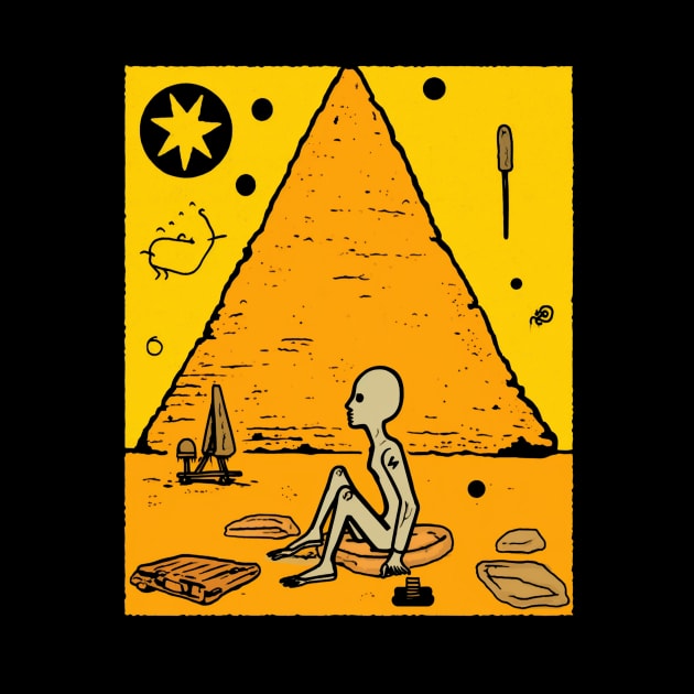 Ancient Egyptian Alien Pyramid Illustration - Extraterrestrial Art by Soulphur Media