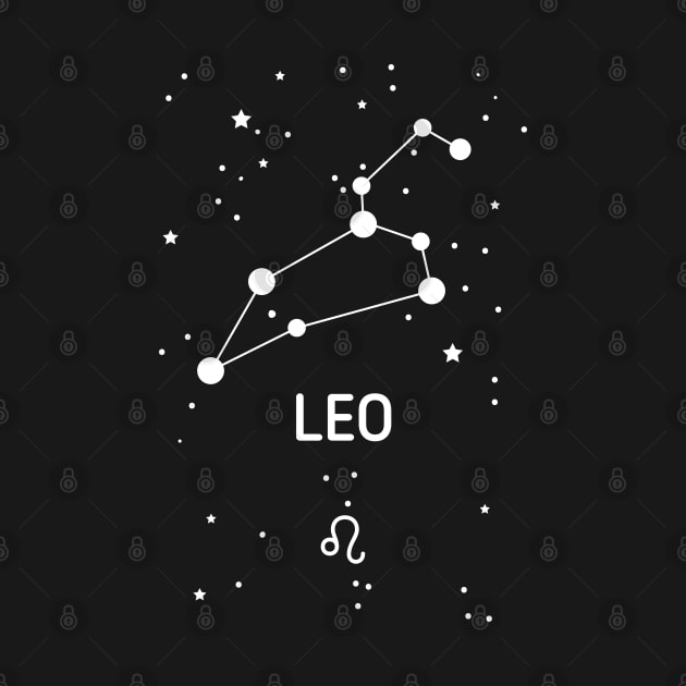 Leo Zodiac Sign Constellation (White Print) by The Cosmic Pharmacist