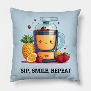 Fruit Juicer Sip, Smile, Repeat Funny Healthy Novelty Pillow