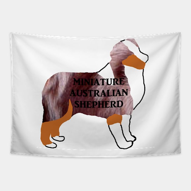 miniature australian shepherd red merle name silhouette Tapestry by Wanderingangel