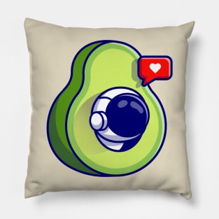 Cute Astronaut In Avocado Fruit Cartoon Pillow