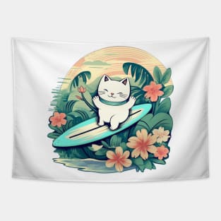 Lucky Cat Surf Paradise Tapestry