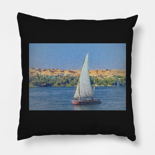 Egyptian Felucca On The Nile Pillow by IanWL