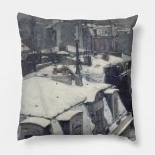 Rooftops in the Snow (snow effect) by Gustave Caillebotte Pillow