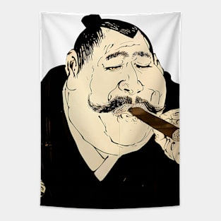 Puff Sumo: Smoke a Cigar and Have a Wonderful Day on a light (Knocked Out) background Tapestry