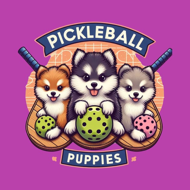 Pomsky Puppies Pickleball Design by Battlefoxx Living Earth