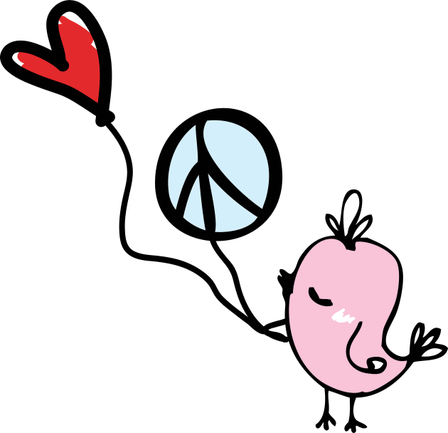 Love and Peace little Bird Kids T-Shirt by CindyS