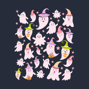 Cute Ghost Pattern - Halloween Pattern T-Shirt