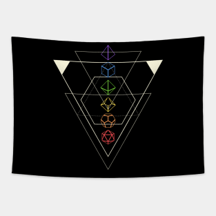 Minimalist Polyhedral Dice Set Slaying Dragons in Dungeons Tapestry