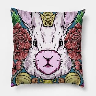 Chinese Rabbit With Flower Pillow