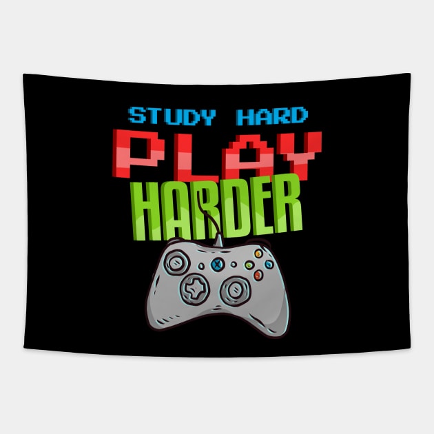 Study Hard Play Harder Tapestry by Hip City Merch