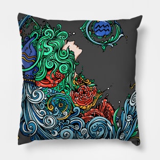 Aquarius zodiacsign graphic design art Pillow