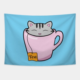 Cute cat in a tea cup Tapestry
