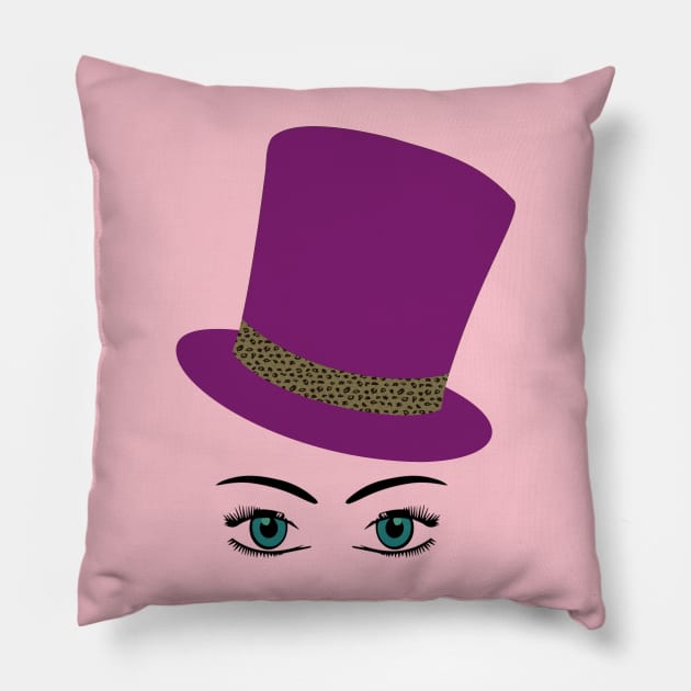 Woman in Pink Top Hat Pillow by Miozoto_Design
