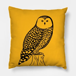 Snowy Owl - hand drawn detailed bird design Pillow