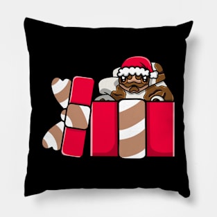 Cute Piebald Ball Python in Christmas Gift Pillow