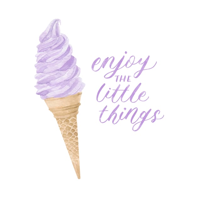 Purple Ice Cream "Enjoy the Little Things" Watercolour Painting by Flowering Words