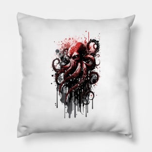 Octopus Portrait Ink Painting Pillow