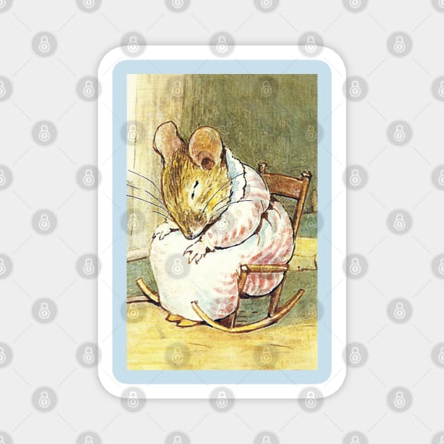 Mouse Asleep in Rocking Chair - Beatrix Potter Magnet by forgottenbeauty