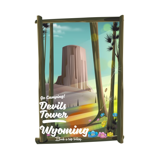 Devils Tower Wyoming travel poster by nickemporium1