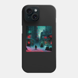 Christams alley in cyberpunk city Phone Case
