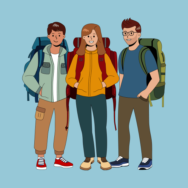 Hikers with backpacks by RoeArtwork