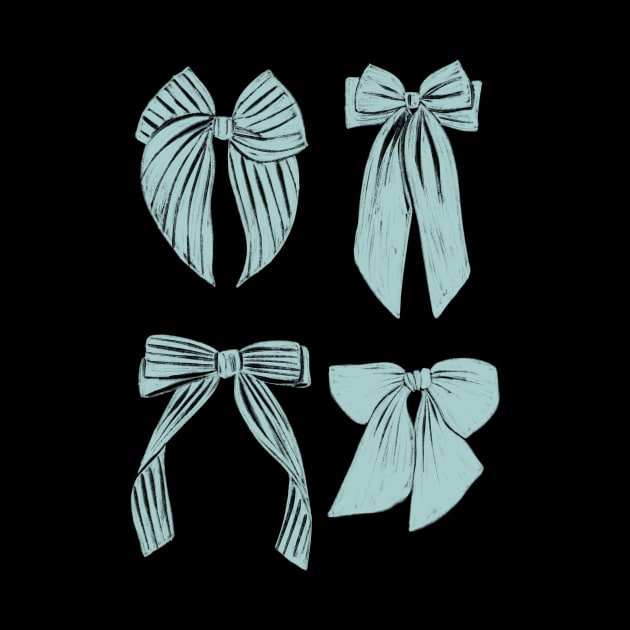 Light turquoise blue hair ribbon bows striped by TinyFlowerArt