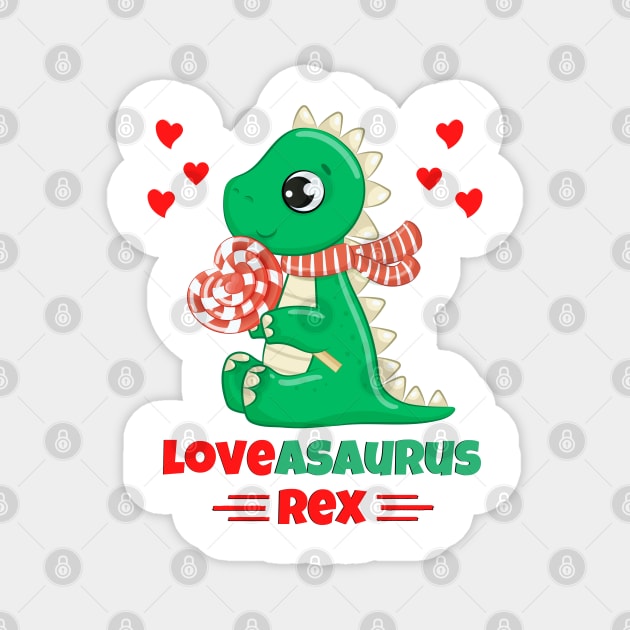 Loveasaurus Rex Valentine's Day dinosaur lovers Magnet by JustBeSatisfied