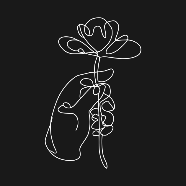 Nature’s Embrace: Minimalist Floral Hand” by DAVINCIOO