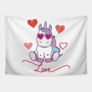 'Unicorn Love Hearts' Sweet Valentines Lovers Gift Tapestry