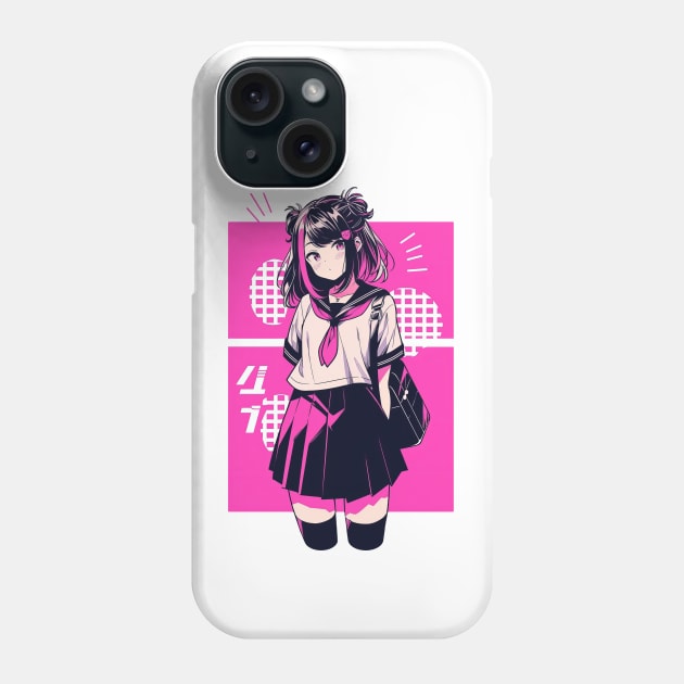 Kawaii Anime School Girl Phone Case by Artpowder