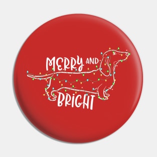 Merry and Bright Christmas Dachshund Pin