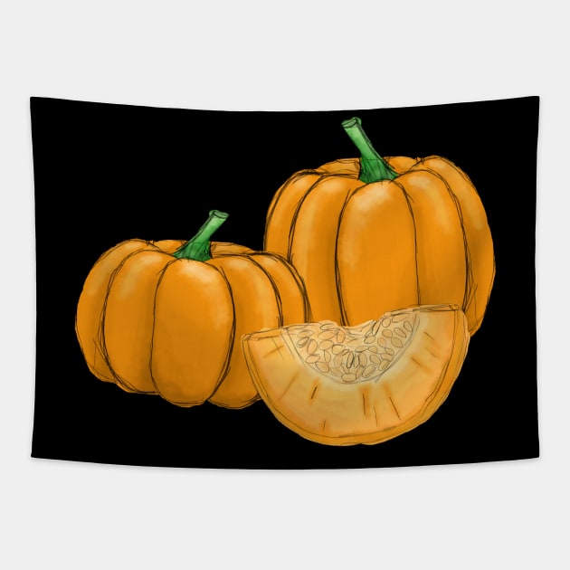 Vintage halloween pumpkins Tapestry by AnnaEleCreate