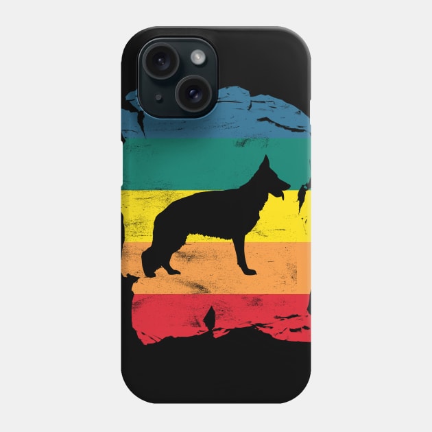 German Shepherd Dog Distressed Vintage Retro Silhouette Phone Case by DoggyStyles